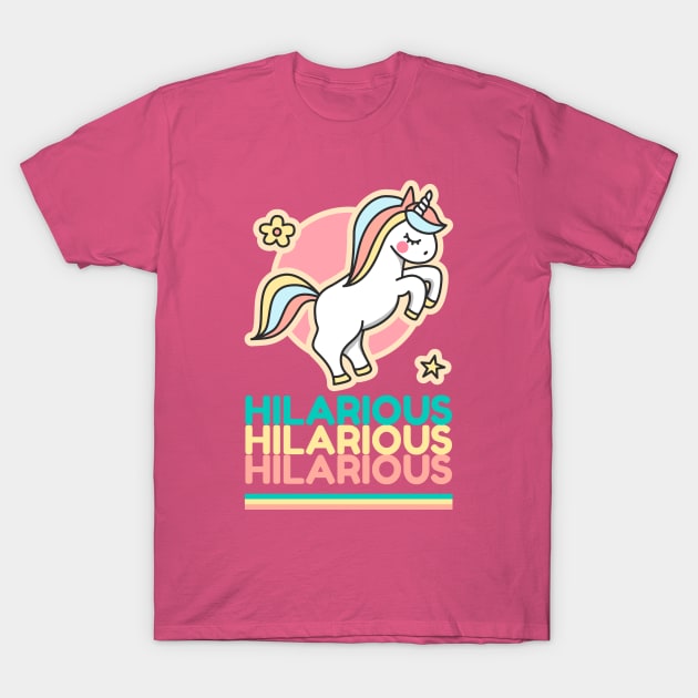 Hilarious Repeat Typography & Cute Unicorn Colorful T-Shirt by Inspire Enclave
